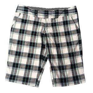 Roxy Plaid Shorts Women’s Sz 9 White Black Blue Bermuda Chequerd Coastal Beachy